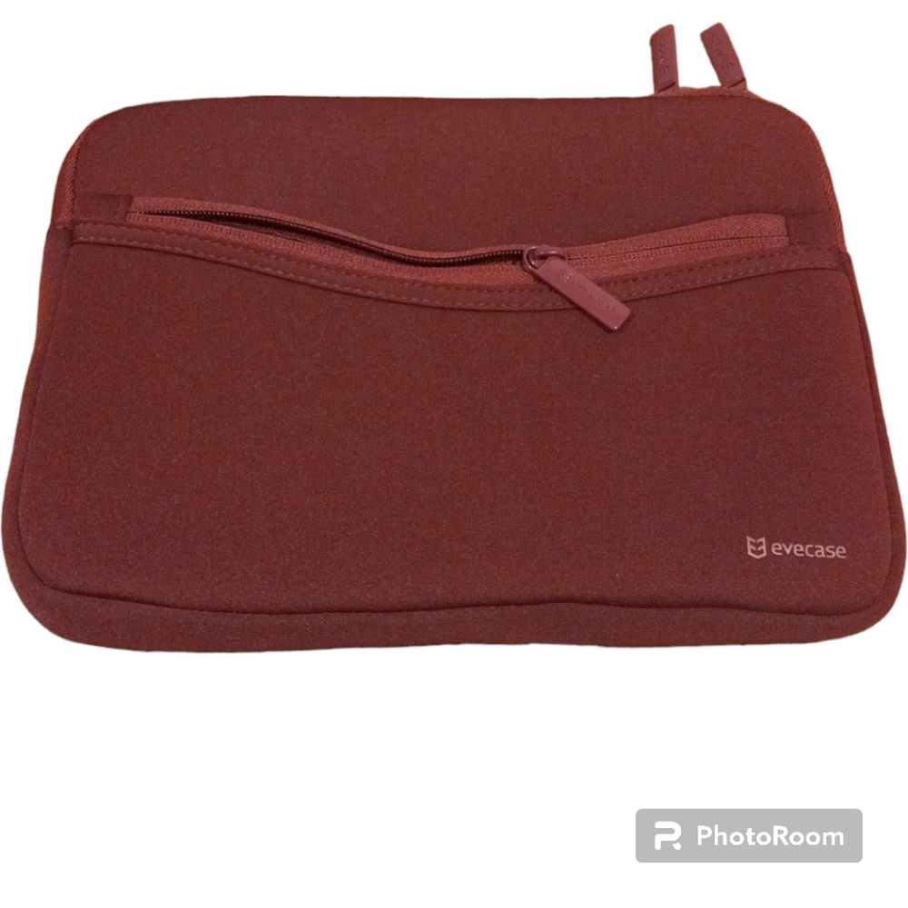 Evecase Tablet IPad Portable Padded Zipper Case Burgundy Pouch Bag With Hardware